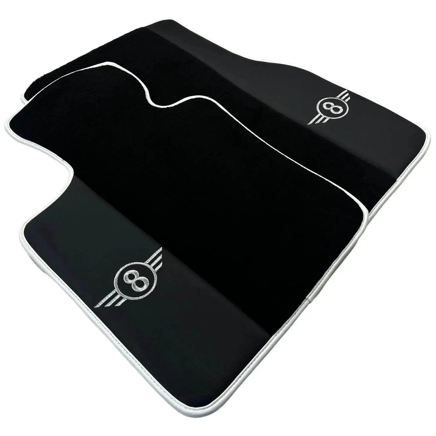Black Floor Mats for Mini Cabrio R52 Convertible (2004-2009) with Leather | White Trim - AutoWin