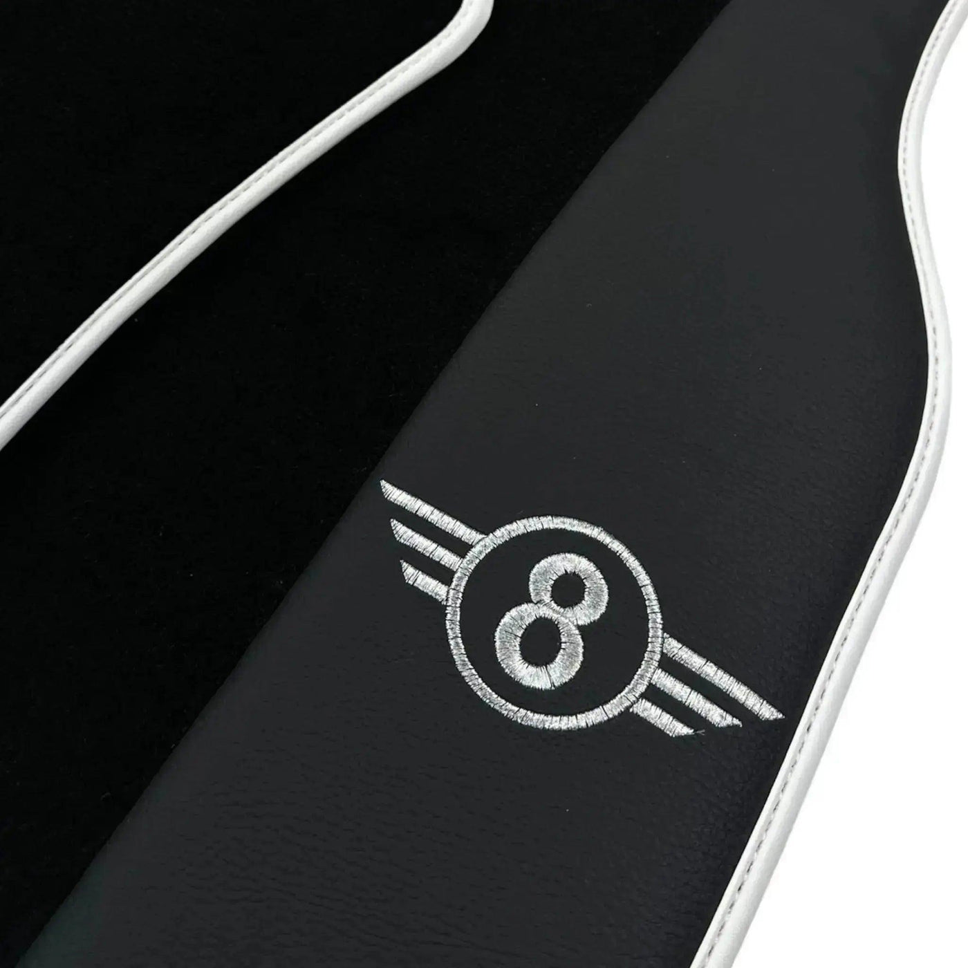 Black Floor Mats for Mini Cabrio R52 Convertible (2004-2009) with Leather | White Trim - AutoWin