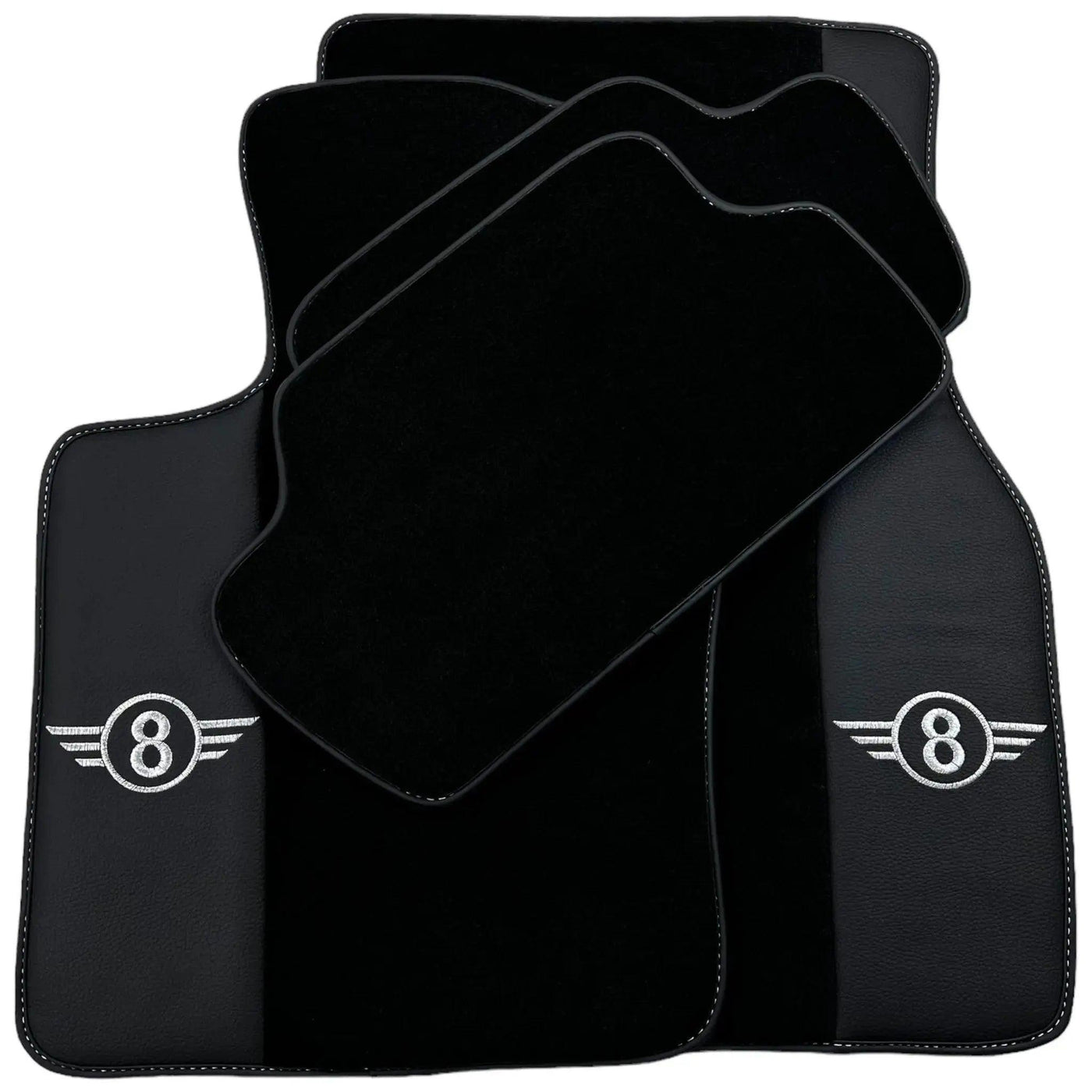 Black Floor Mats for Mini Clubman R55 (2007-2015) with Leather - AutoWin