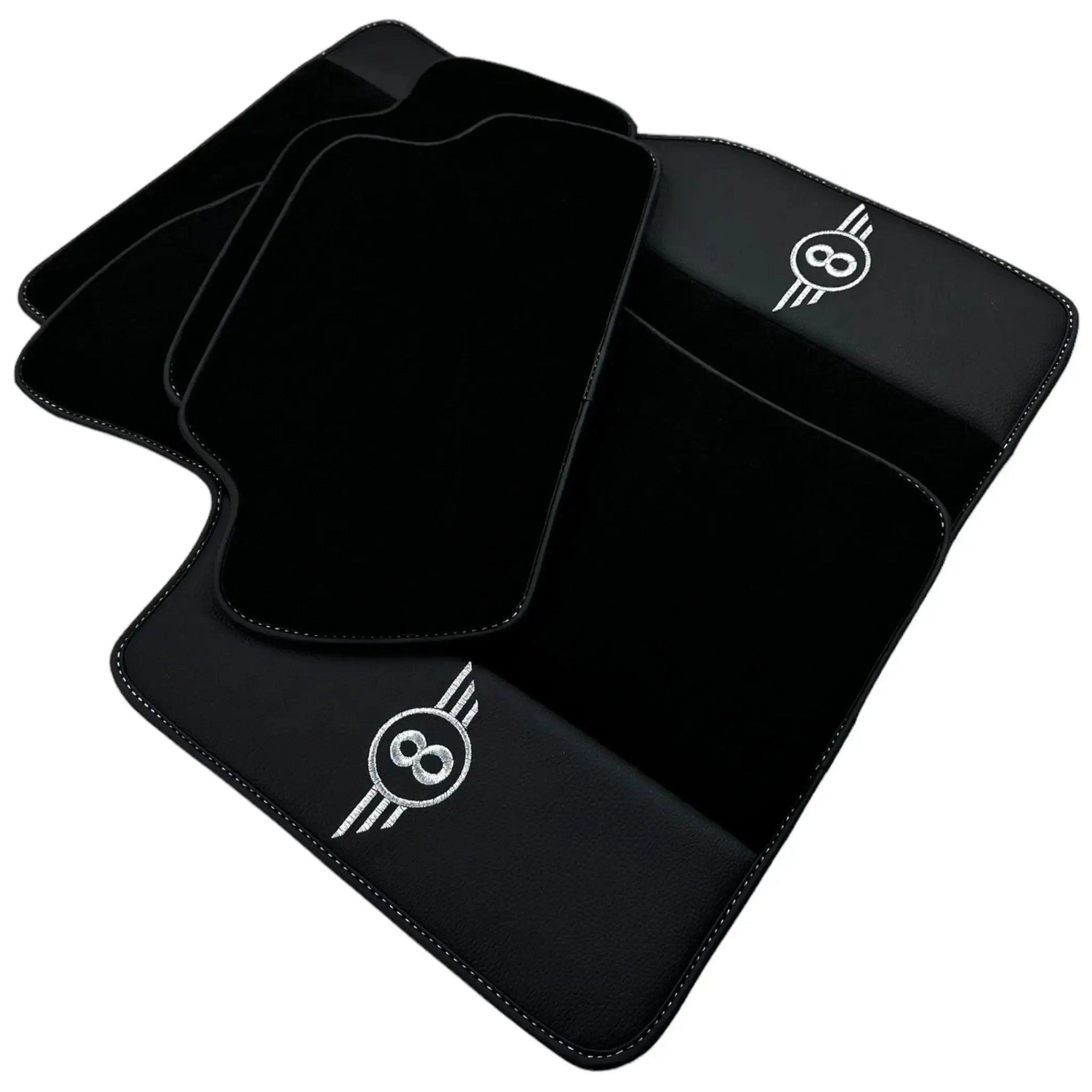 Black Floor Mats for Mini Clubman R55 (2007-2015) with Leather - AutoWin