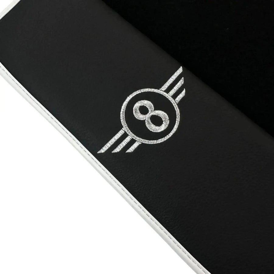 Black Floor Mats for Mini Countryman F60 (2017-2023) with Leather | White Trim - AutoWin