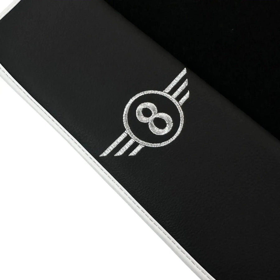 Black Floor Mats for Mini Countryman F60 (2017-2023) with Leather | White Trim - AutoWin