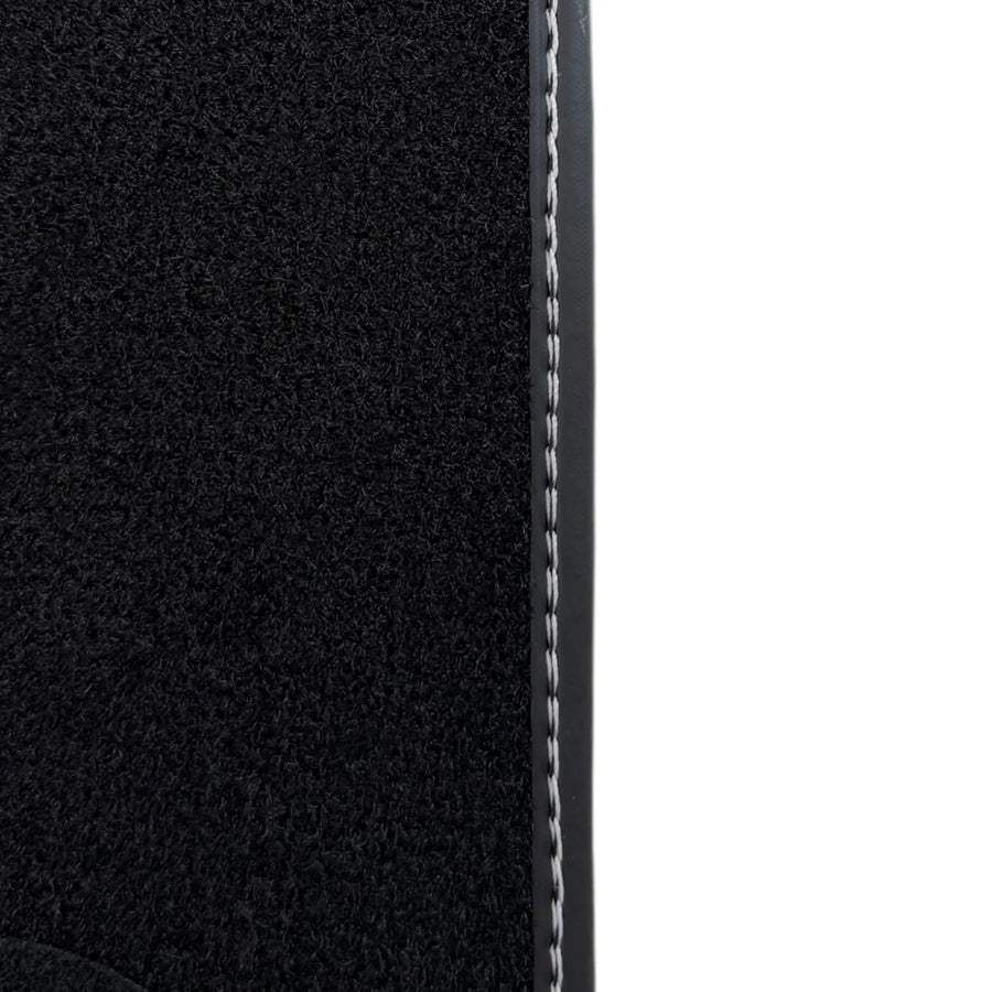 Black Floor Mats for Rolls Royce Wraith 2013–2023 with Gray Leather Borders