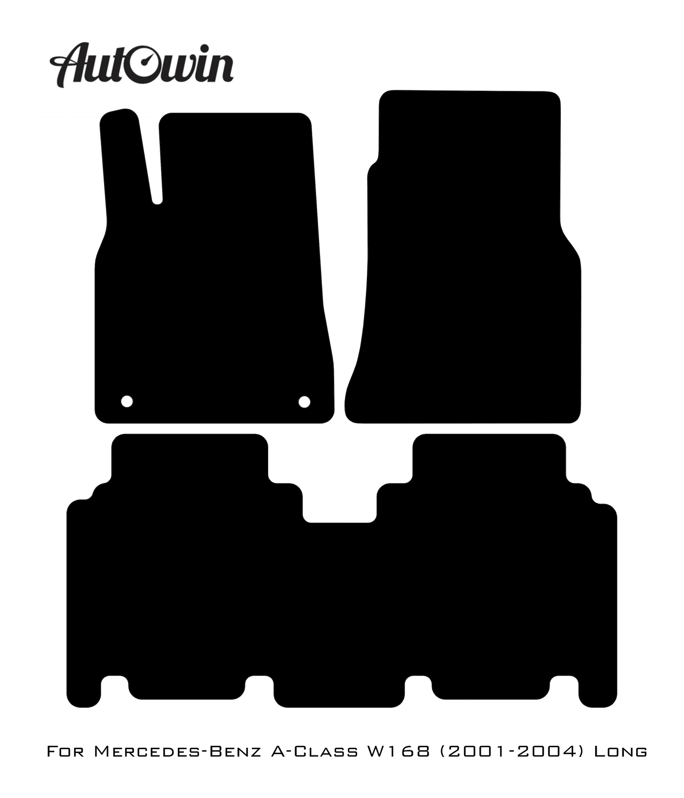 Black Leather Floor Mats For Mercedes Benz A-Class W168 (2001-2004) | ER56 Design - AutoWin