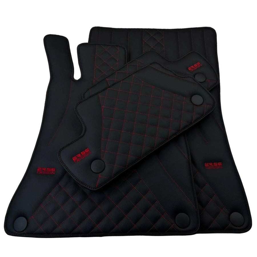 Black Leather Floor Mats For Mercedes Benz B-Class T245 (2005-2011) | ER56 Design - AutoWin