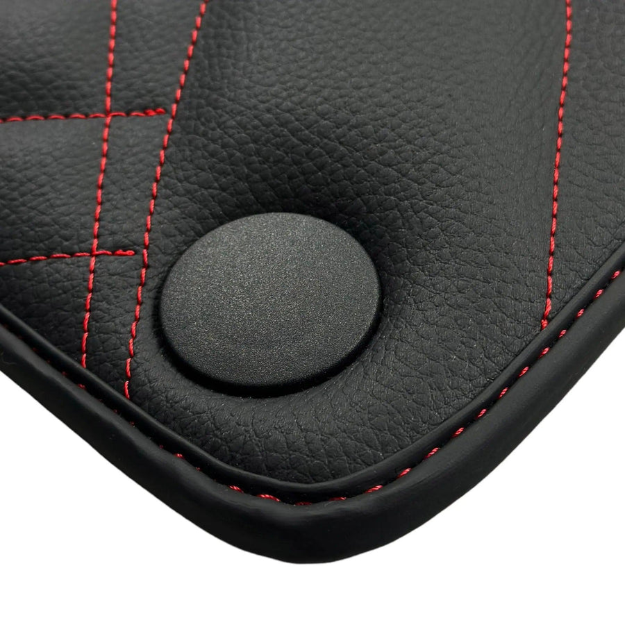 Black Leather Floor Mats For Mercedes Benz C-Class S206 Wagon (2021-2023) Hybrid | ER56 Design - AutoWin