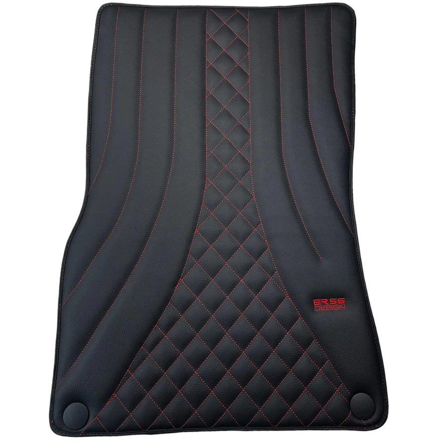 Black Leather Floor Mats For Mercedes Benz CLK-Class C208 Coupe (1997-2002) | ER56 Design - AutoWin