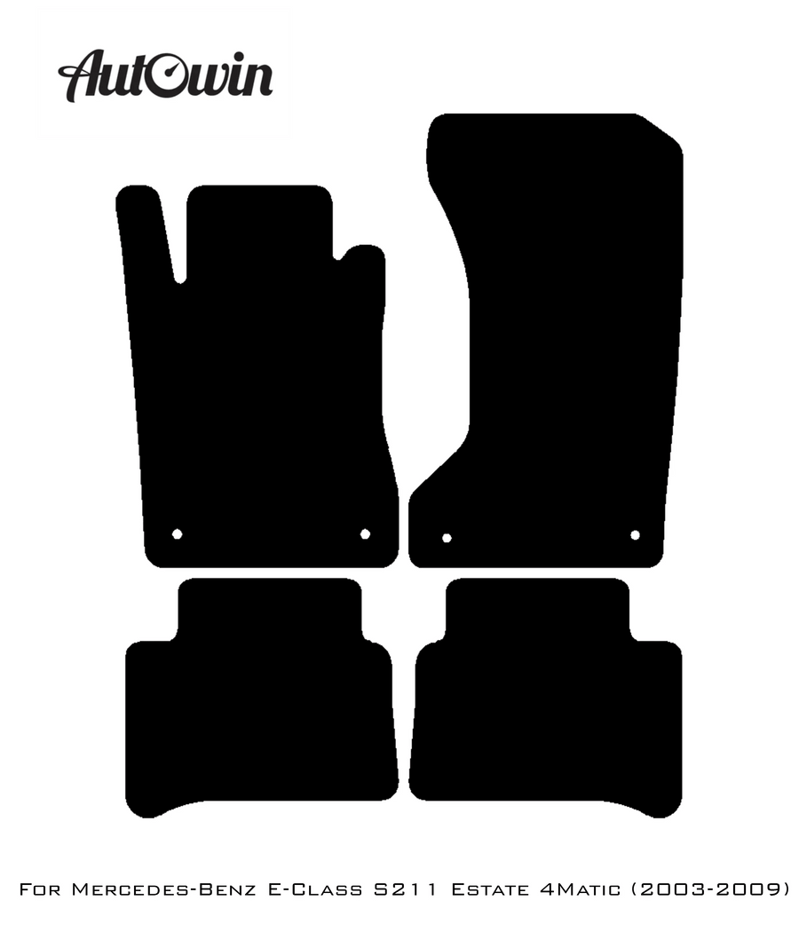 Black Leather Floor Mats For Mercedes Benz E-Class S211 Estate 4Matic (2003-2009) | ER56 Design - AutoWin