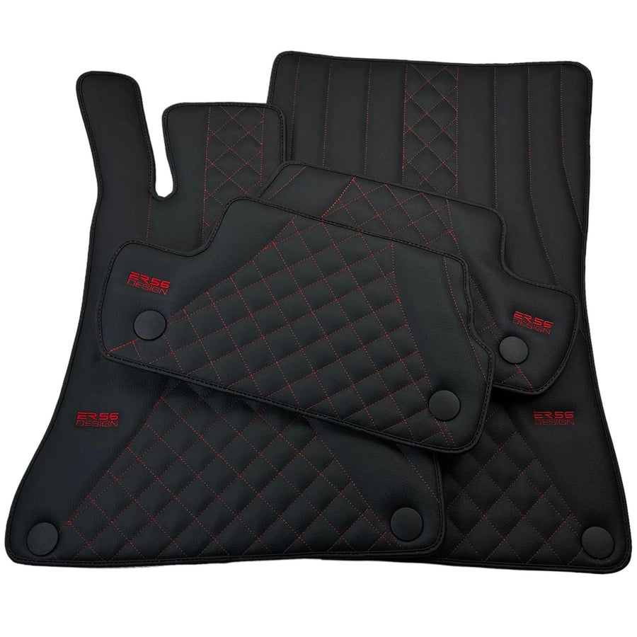 Black Leather Floor Mats For Mercedes Benz E-Class S212 Estate (2009-2013) | ER56 Design - AutoWin