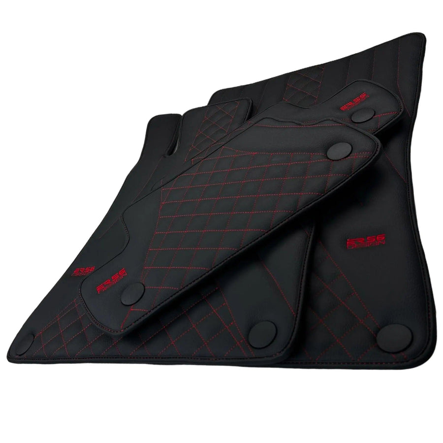 Black Leather Floor Mats For Mercedes Benz E-Class S212 Estate (2009-2013) | ER56 Design - AutoWin