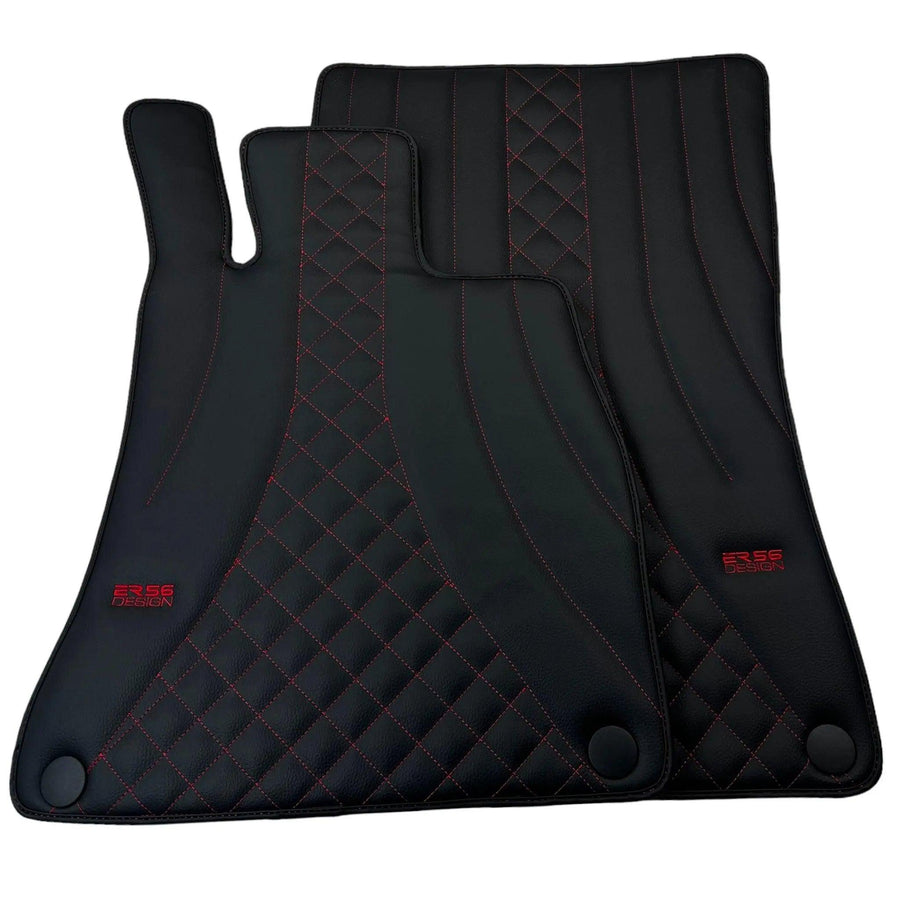 Black Leather Floor Mats For Mercedes Benz EQS-Class V297 (2021-2023) | ER56 Design - AutoWin