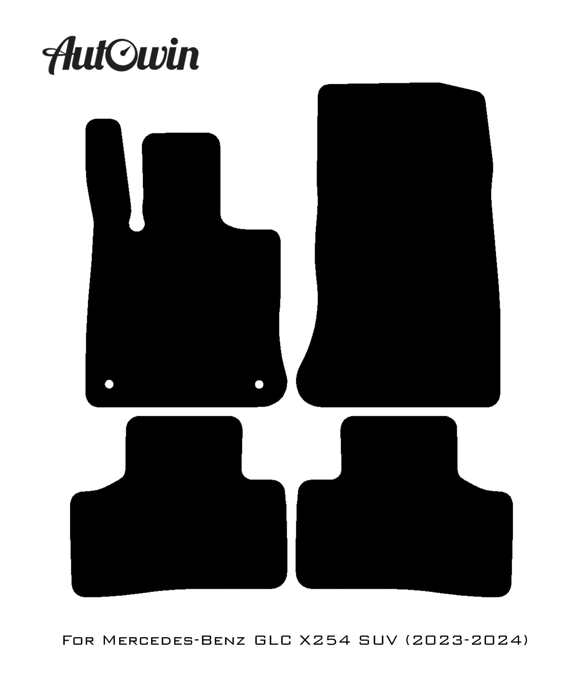 Black Leather Floor Mats For Mercedes Benz GLC-Class X254 SUV (2023-2024) | ER56 Design - AutoWin