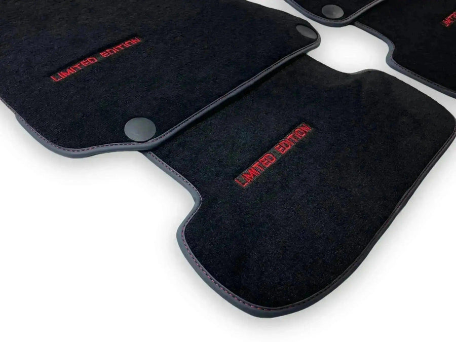 Black Leather Floor Mats For Mercedes Benz GLK-Class X204 (2012-2015) | ER56 Design - AutoWin