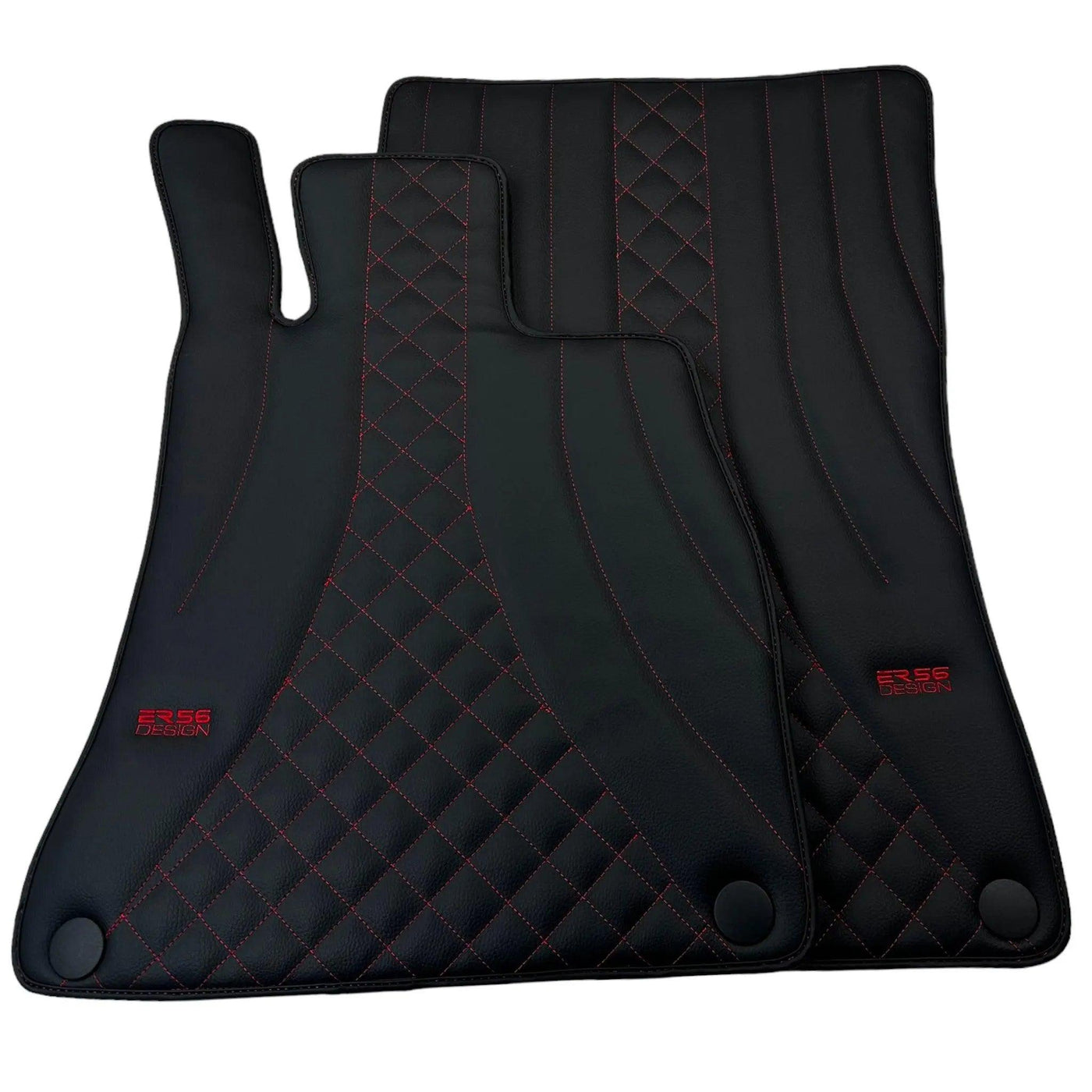 Black Leather Floor Mats For Mercedes Benz GLS-Class X167 (2019-2023) | ER56 Design - AutoWin