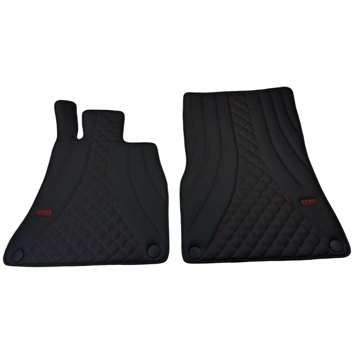 Black Leather Floor Mats For Mercedes Benz R-Class W251 (2005-2013) Short Wheelbase | ER56 Design - AutoWin