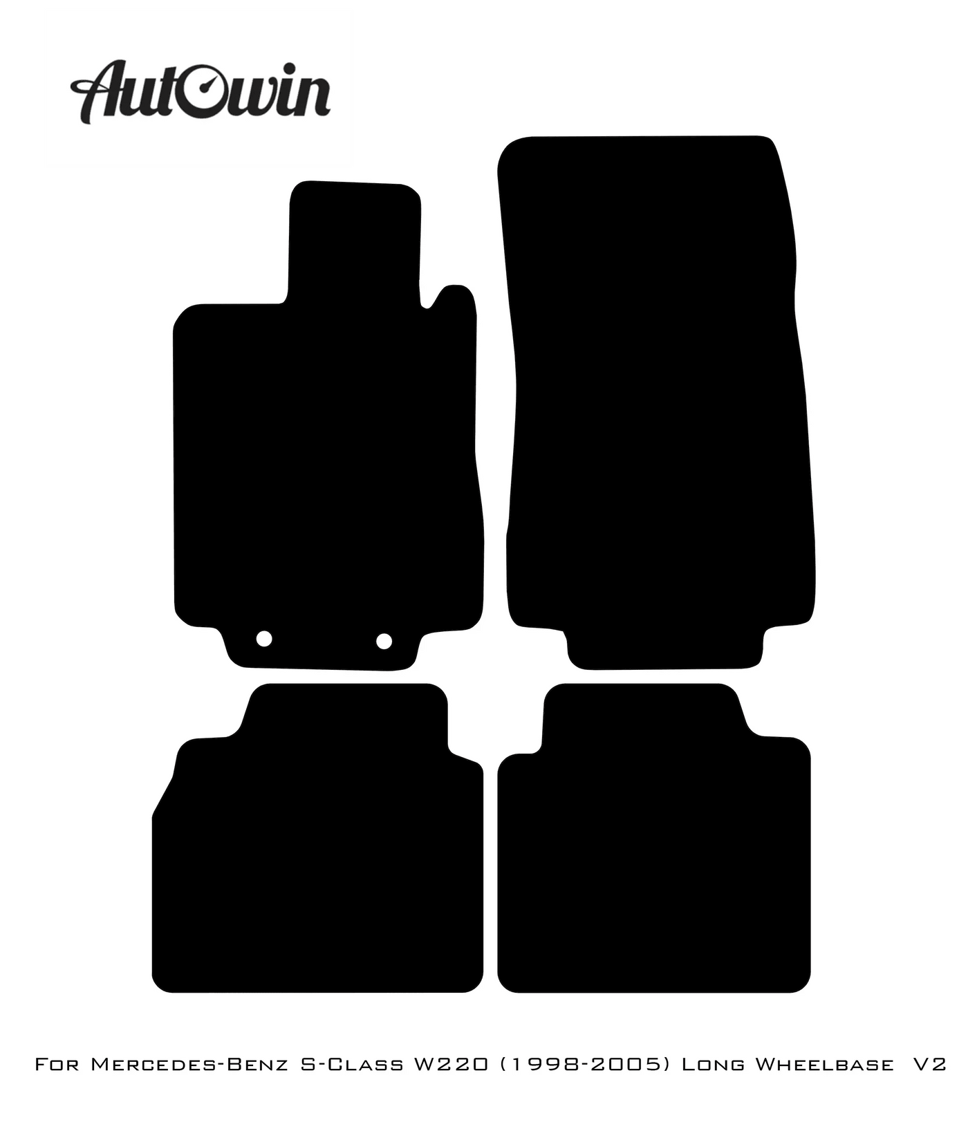 Black Leather Floor Mats For Mercedes Benz S-Class W220 (1998-2005) Long Wheelbase | ER56 Design - AutoWin