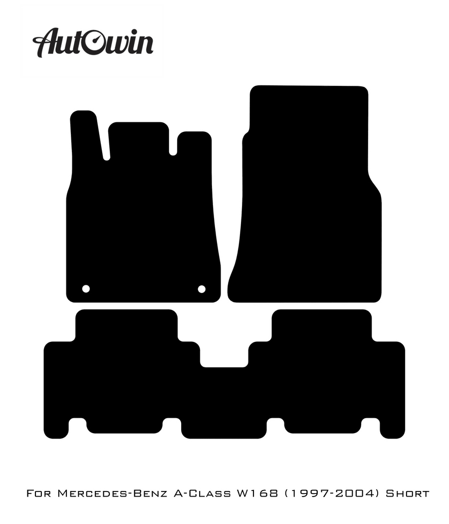 Black Sheepskin Floor Mats For Mercedes Benz A-Class W168 (1997-2004) | ER56 Design - AutoWin