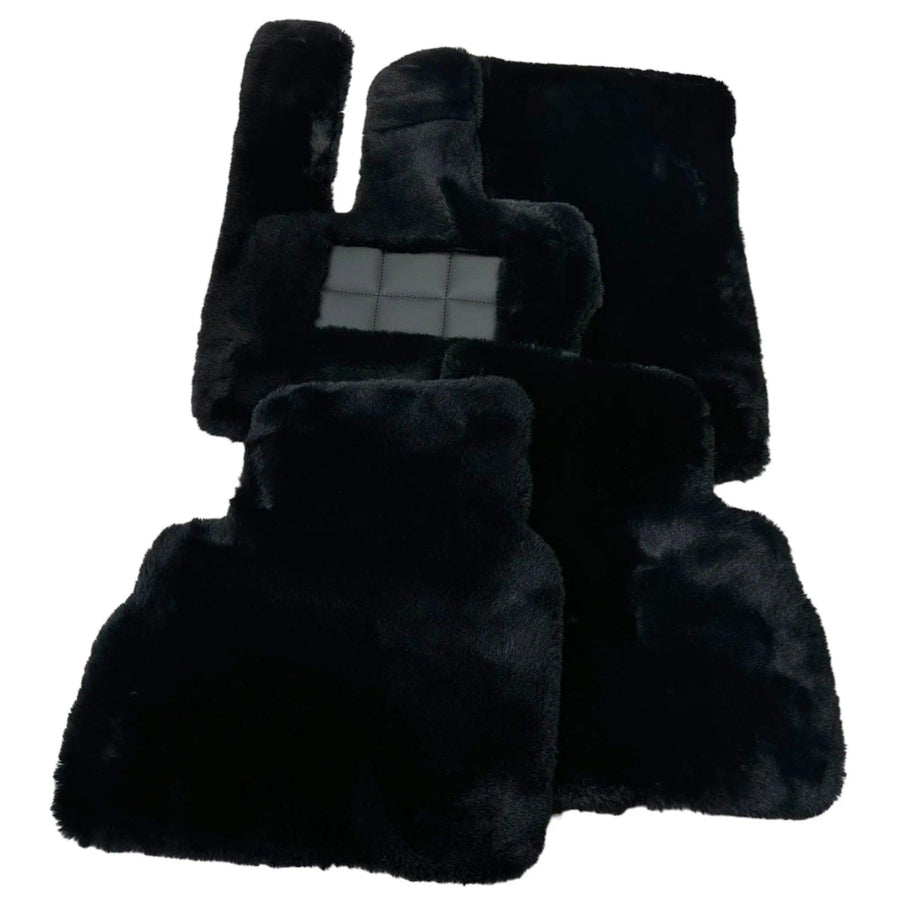 Black Sheepskin Floor Mats For Mercedes Benz A-Class W177 Hatchback Hybrid (2019-2023) | ER56 Design - AutoWin