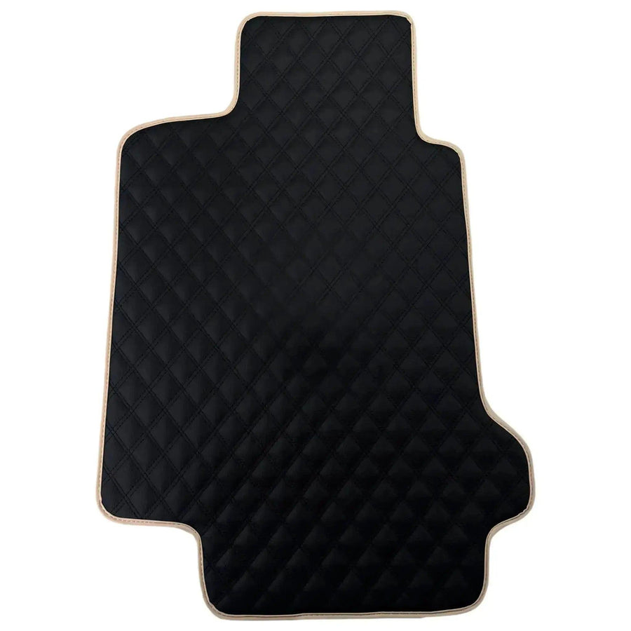 Black Stitched Leather Floor Mats for Maserati GranTurismo MC Stradale (2011-2015) | Beige Trim - AutoWin
