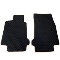 Black Stitched Leather Floor Mats for Maserati GranTurismo S (2008-2012) | Beige Trim - AutoWin