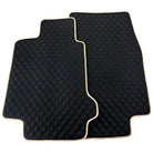 Black Stitched Leather Floor Mats for Maserati GranTurismo Sportline (2009-2019) | Beige Trim - AutoWin