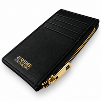 Black Leather ER56 Design Cardholder with Golden Logo