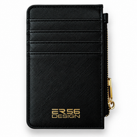 Black Leather ER56 Design Cardholder with Golden Logo