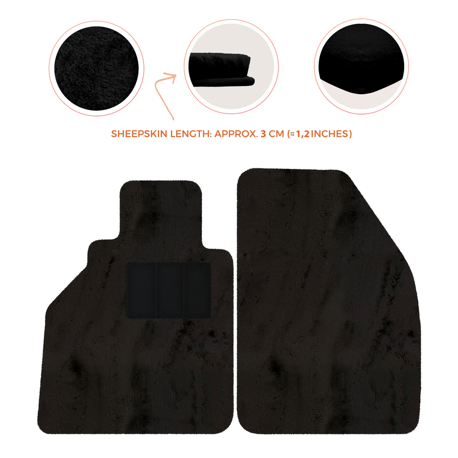 Tappetini in pelle di pecora per Porsche 986 Boxster (1996-2004) - Lunghezza della pelle di pecora, Varie opzioni di colore