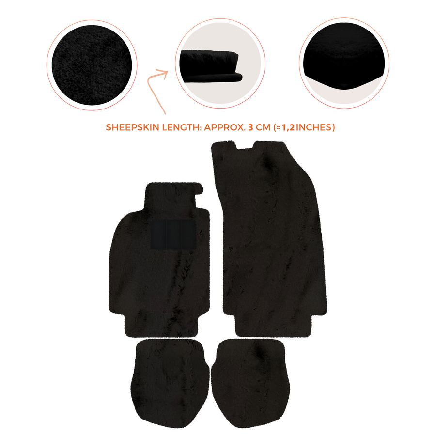 Tappetini in pelliccia di pecora per Porsche 911 - 964 (1989-1994) - Lunghezza pelliccia di pecora, varie opzioni di colore