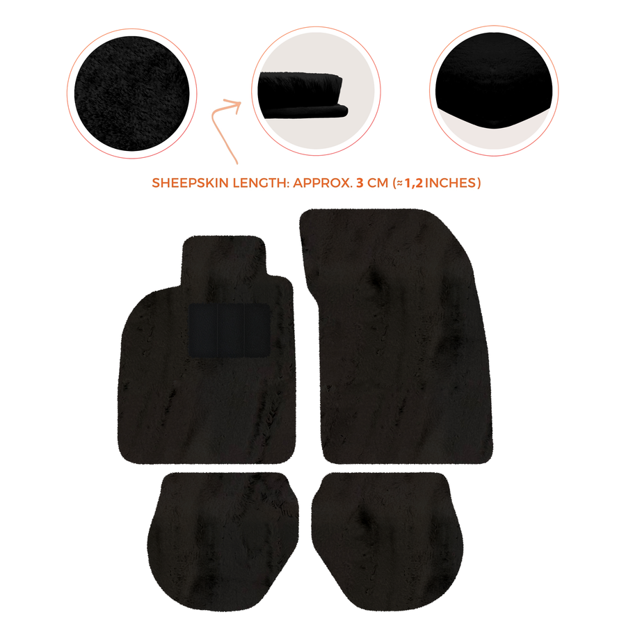 Tappetini in pelle di pecora per Porsche 911-993 (1993-1998) - Lunghezza della pelle di pecora, Varie opzioni di colore