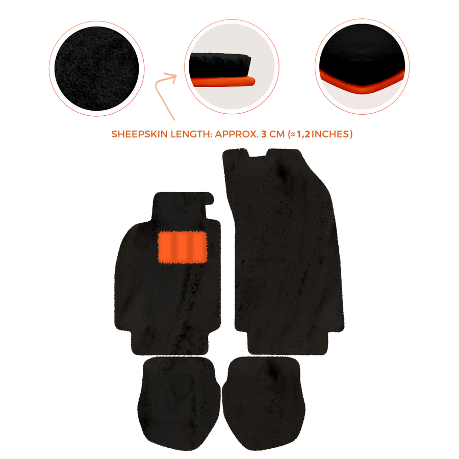 Tappetini in pelliccia di pecora per Porsche 911 - 964 (1989-1994) - Lunghezza pelliccia di pecora, varie opzioni di colore