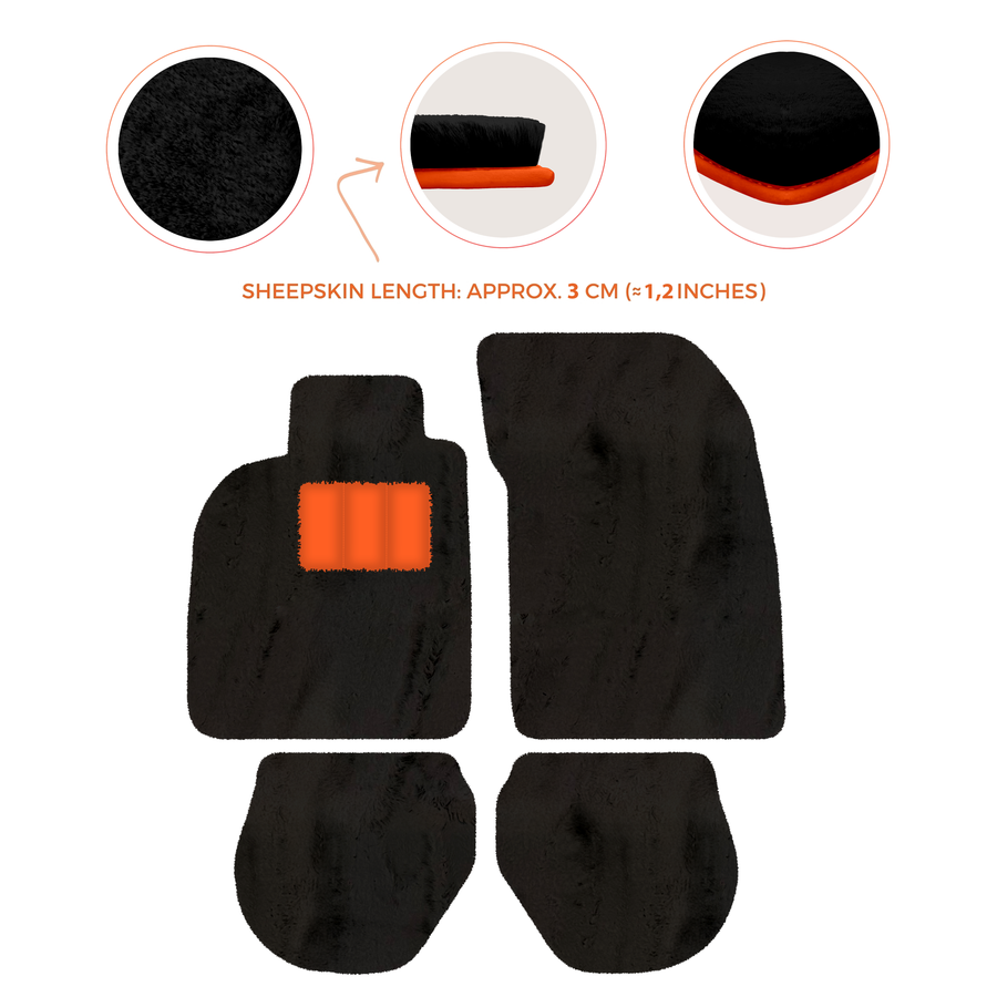 Tappetini in pelle di pecora per Porsche 911-993 (1993-1998) - Lunghezza della pelle di pecora, Varie opzioni di colore