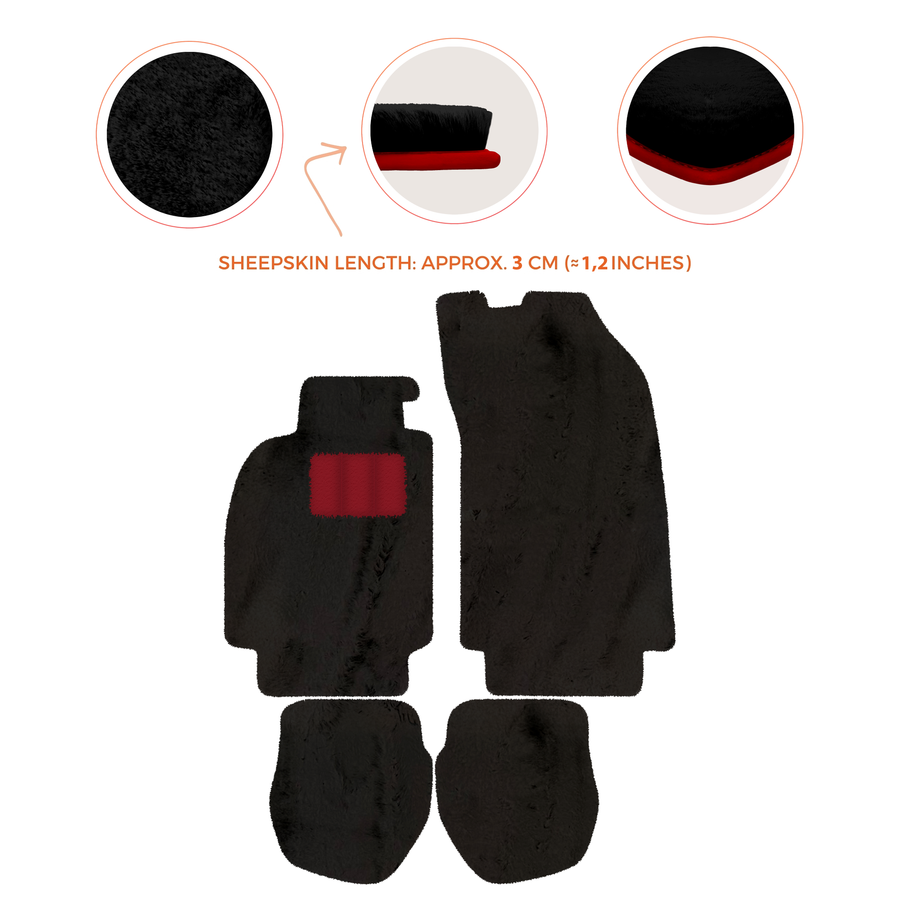 Tappetini in pelliccia di pecora per Porsche 911 - 964 (1989-1994) - Lunghezza pelliccia di pecora, varie opzioni di colore
