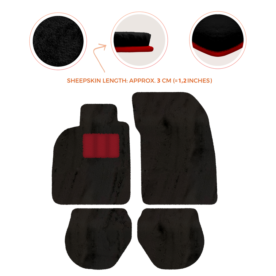 Tappetini in pelle di pecora per Porsche 911-993 (1993-1998) - Lunghezza della pelle di pecora, Varie opzioni di colore
