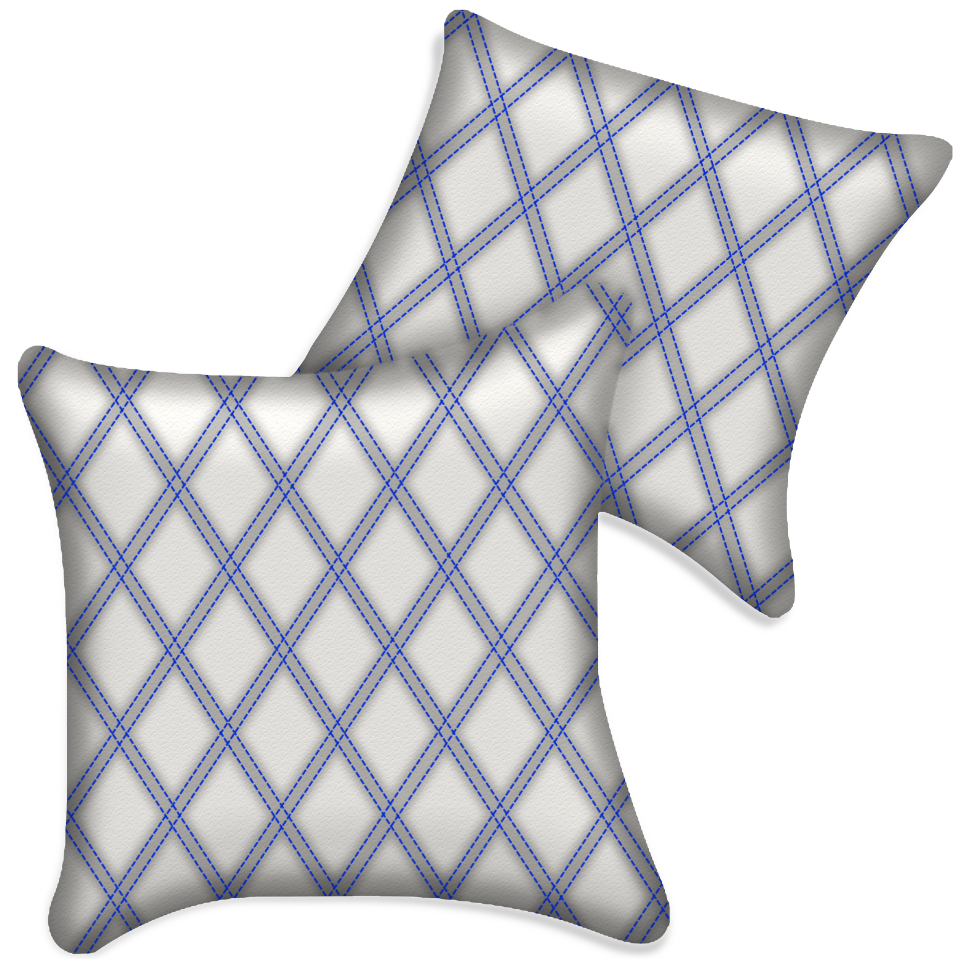 Customizable White Leather Pillows Set of 2 for All Vehicles | Double Diamond Pattern