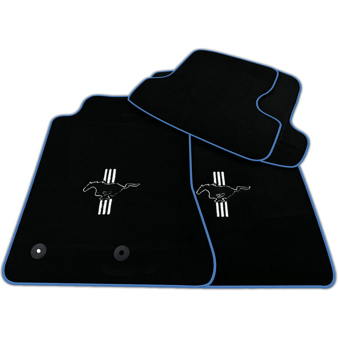 Black Floor Mats For Ford Mustang VI (2015-2023) with Pony | Various Trim Colors