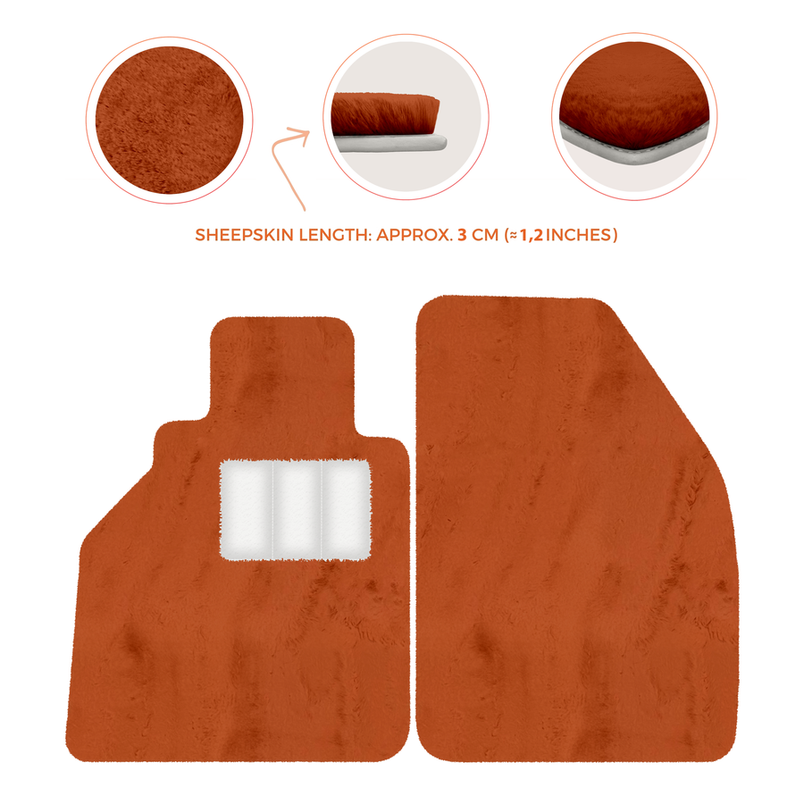Tappetini in pelle di pecora per Porsche 986 Boxster (1996-2004) - Lunghezza della pelle di pecora, Varie opzioni di colore