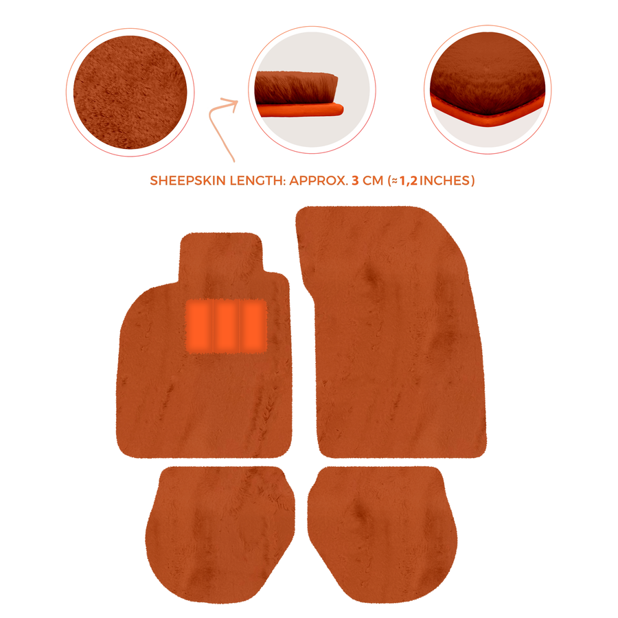 Tappetini in pelle di pecora per Porsche 911-993 (1993-1998) - Lunghezza della pelle di pecora, Varie opzioni di colore