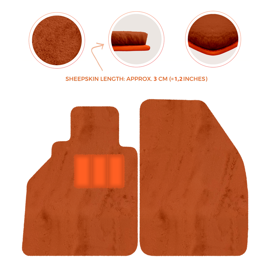Tappetini in pelle di pecora per Porsche 986 Boxster (1996-2004) - Lunghezza della pelle di pecora, Varie opzioni di colore