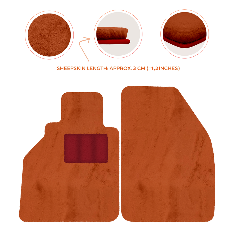 Tappetini in pelle di pecora per Porsche 986 Boxster (1996-2004) - Lunghezza della pelle di pecora, Varie opzioni di colore