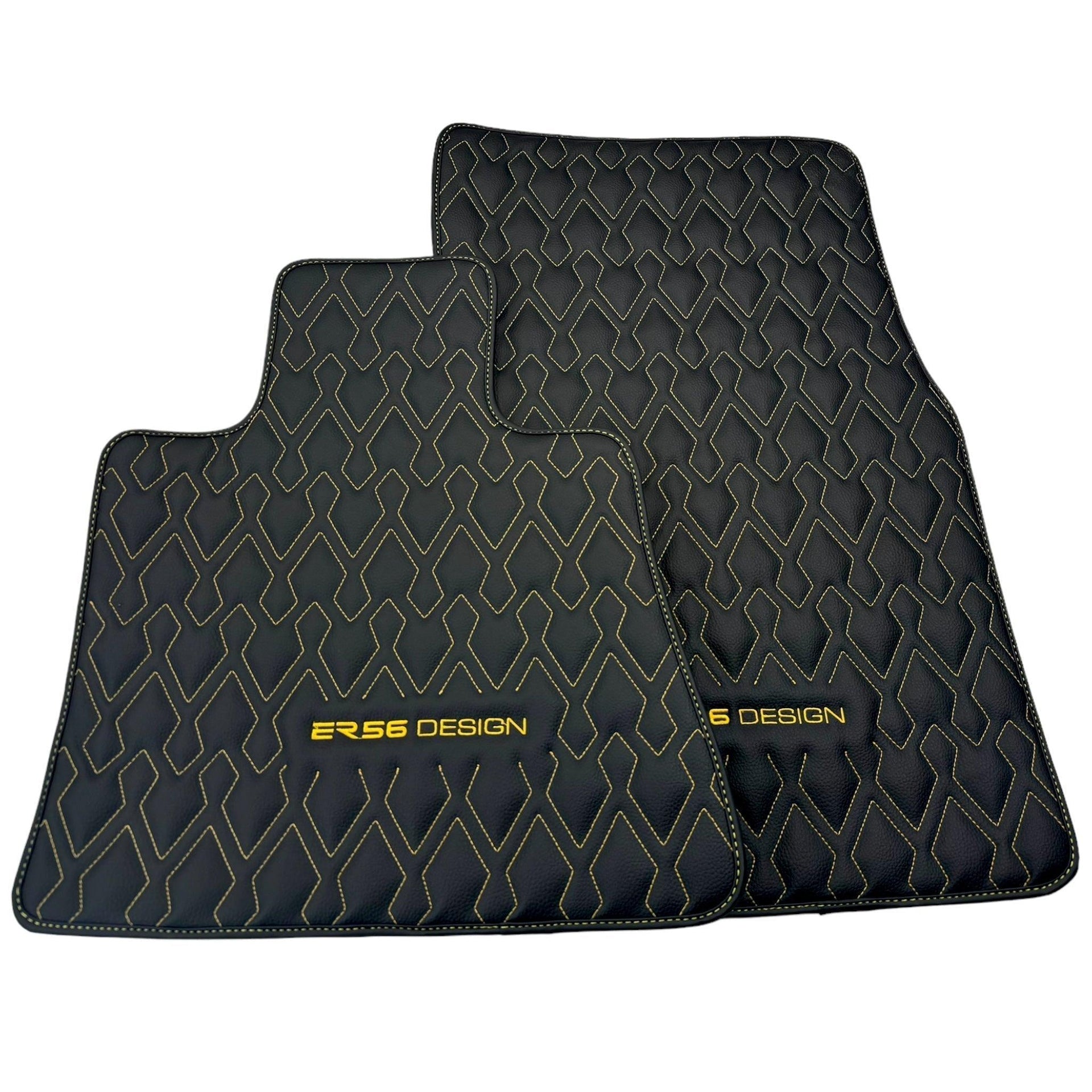 Black Leather Floor Mats for Rolls-Royce Spectre (2023-2024) ER56 Design - AutoWin