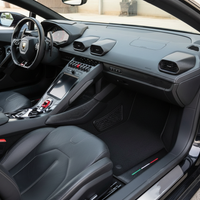 Alfombrillas negras personalizadas para Lamborghini Huracan con cuero de fibra de carbono