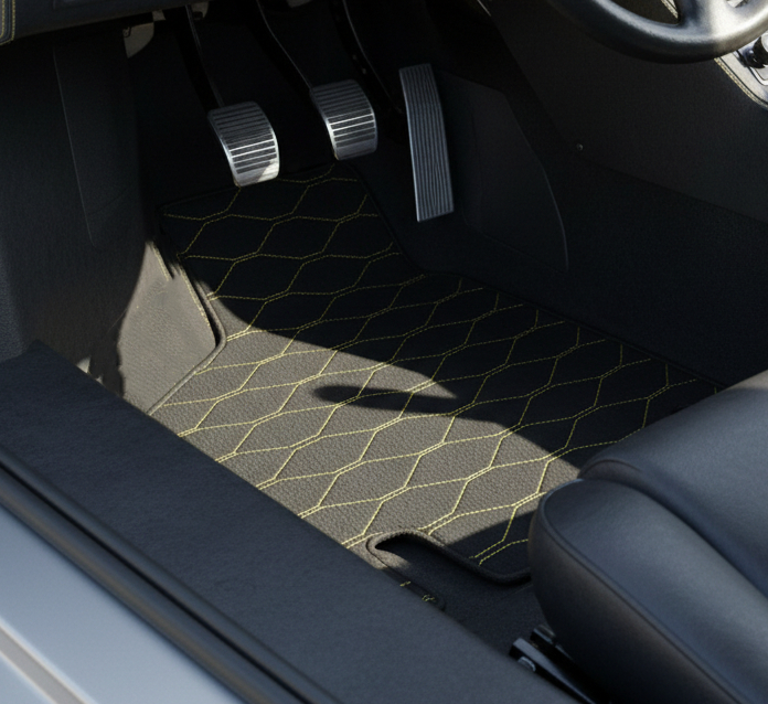 Customizable Leather Floor Mats with Viper Hex Pattern for Lamborghini Countach (1974–1990)