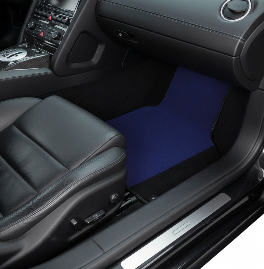 Tapis de voiture bleu foncé sur mesure pour Lamborghini Gallardo en cuir Alcantara