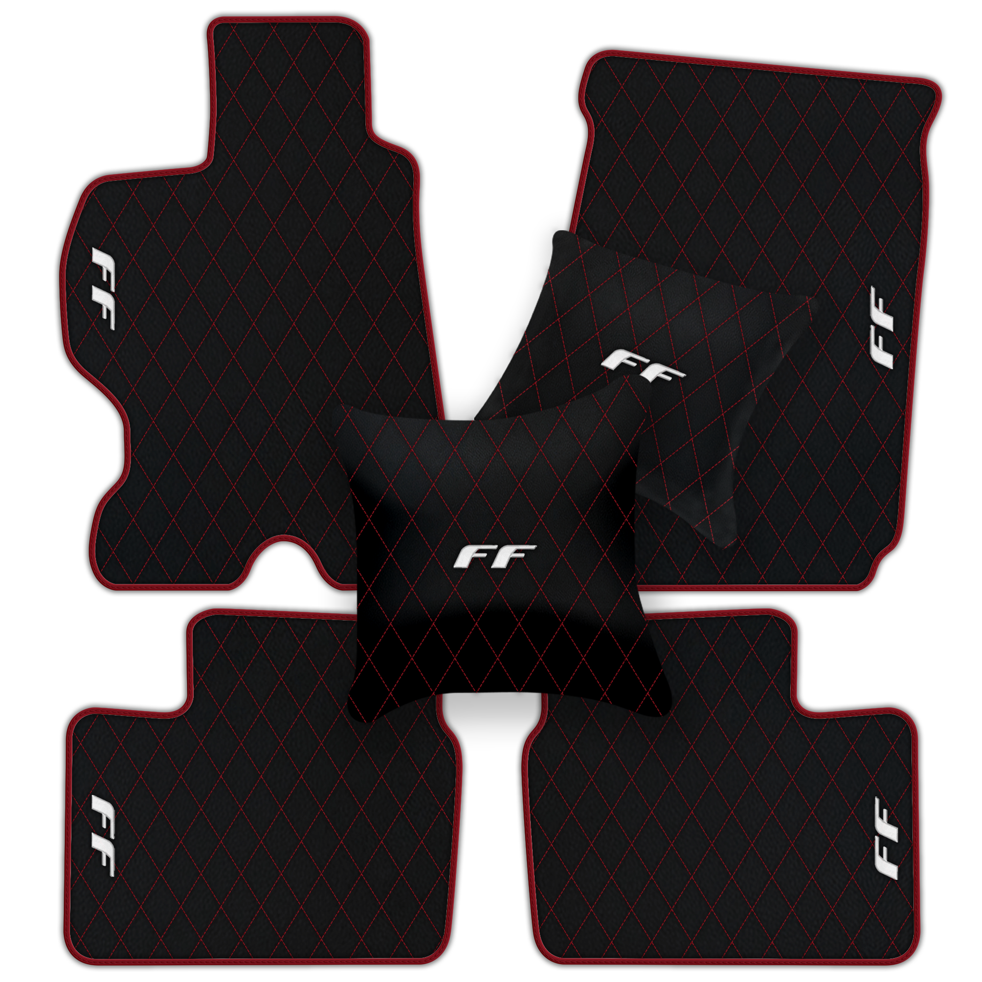 Luxury Black Leather Floor Mats for Ferrari Roma (2021-2024)