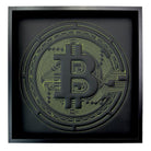 Black Leather Bitcoin Inspired Wall Art: Embroidered Green Stitch Luxury Decor - AutoWin