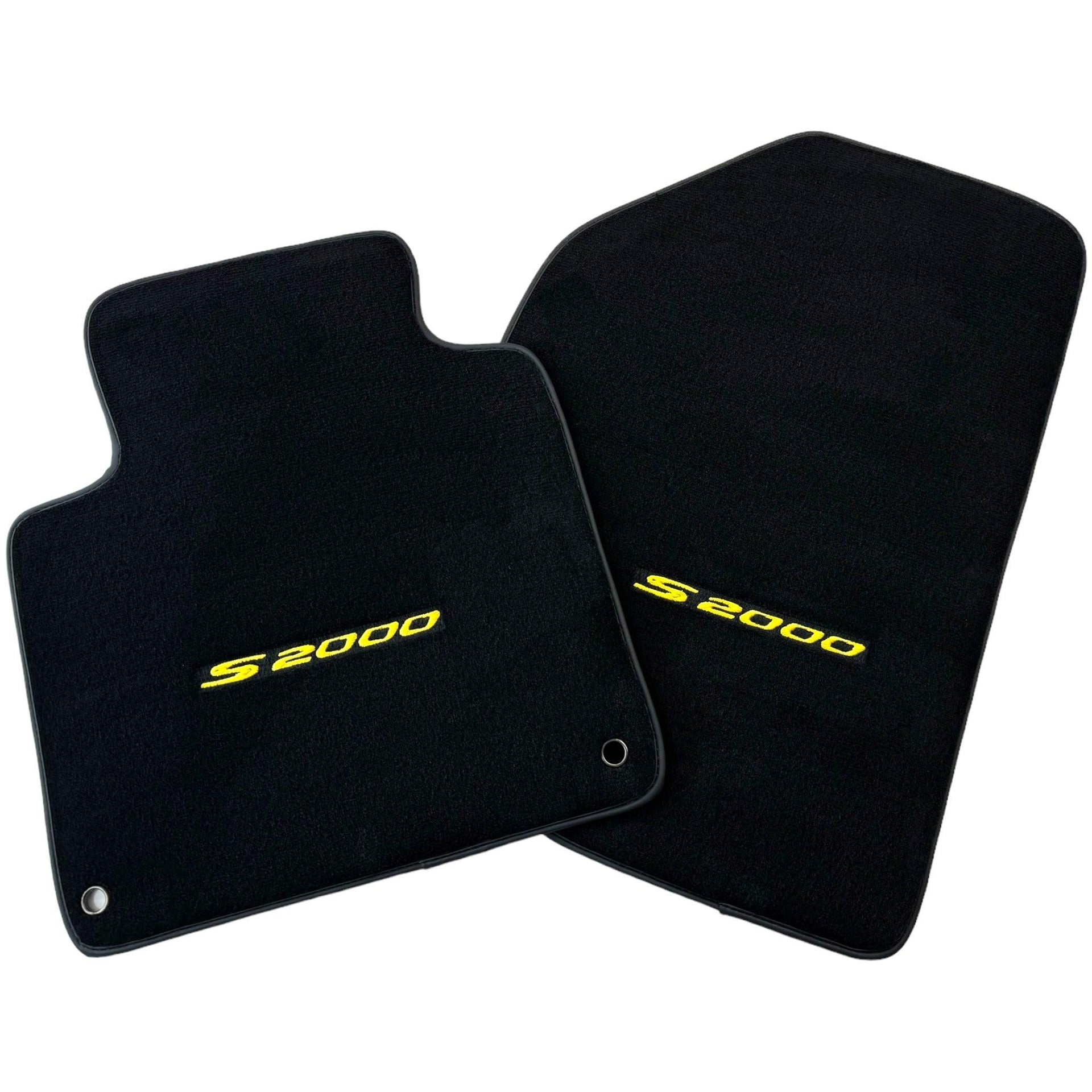 Floor Mats for Honda S2000 (1999–2004) Black Tailored with Yellow S2000 Logo - AutoWin