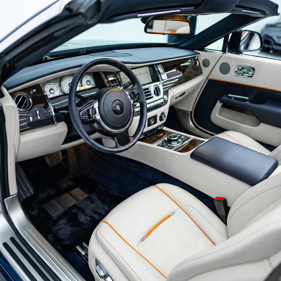 Alfombrillas de piel de oveja negra para Rolls-Royce Dawn