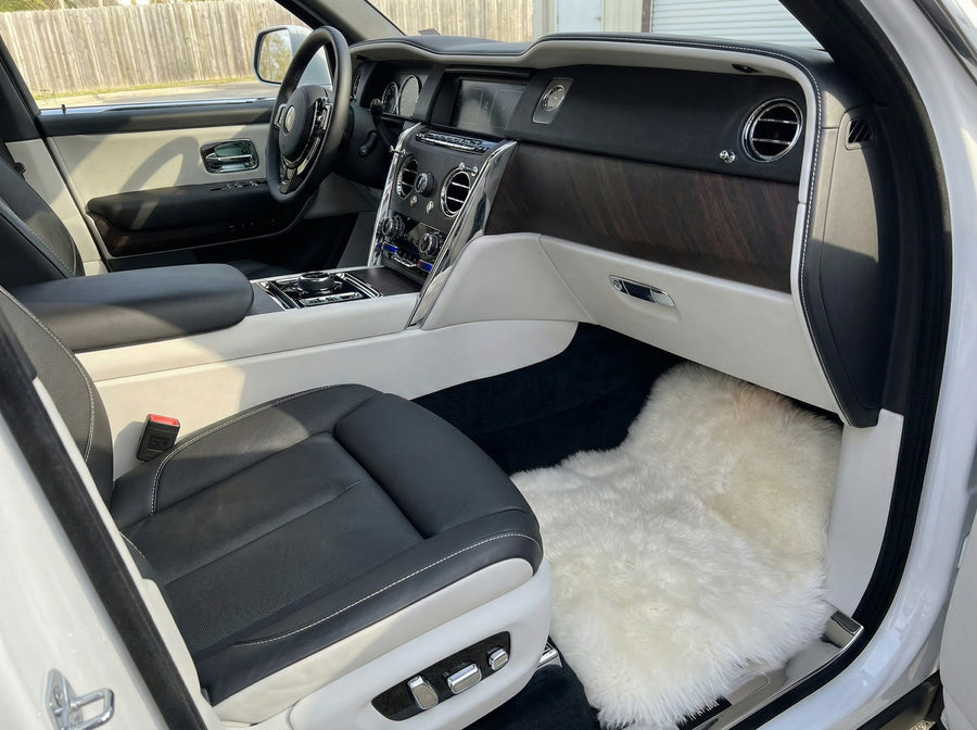 Tapis de voiture en peau de mouton blanc pour Rolls Royce