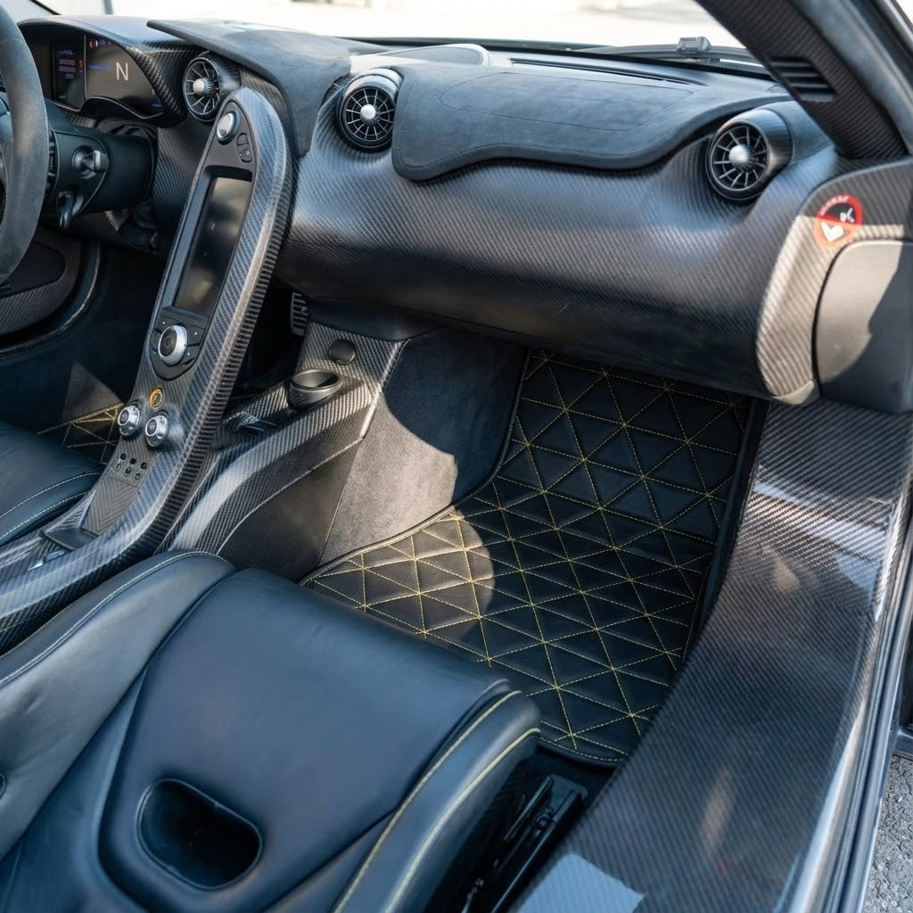 Customizable Leather Floor Mats with Triangle Pattern for McLaren P1 (2013-2015)